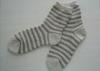 Customized Breathable Striped Wool Socks with Single Needle Size 22 - 29 CM