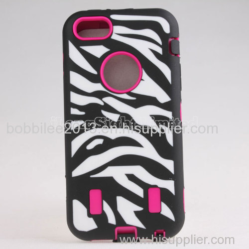 Zebra-Stripe Pattern Silicone+Hard Case For iPhone 5C