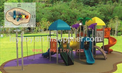 combined slide and outdoor playground equipment