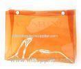 Watertight Makeup Clear PVC Bags with Button , Colored Transparent