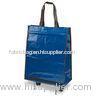 600D Polyester Folding Shopping Trolley Bag with Wheel , Blue