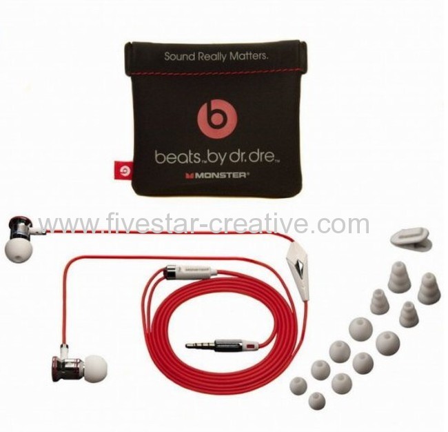 Red iBeats In Ear Monster Beats by Dre Earbud Headphones