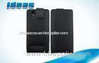 Custom Pattern Vertical Leather Case , Black Phone Pouch For Motorola XT928