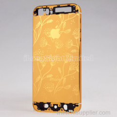 Gold back cover with decorative pattern replacement for iphone 5s