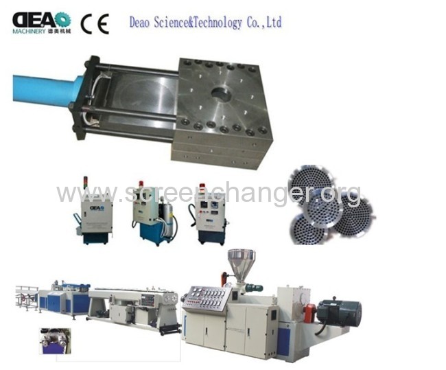 Plastic extruder filter-hydraulic screen changer