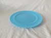 round blue plastic dish plates