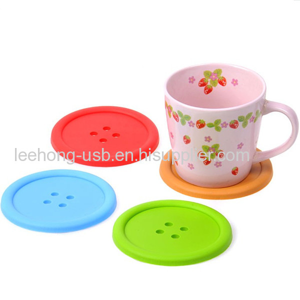 Button shape cup coaster