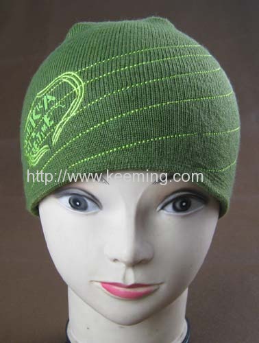Large area embroidery knitted hat 