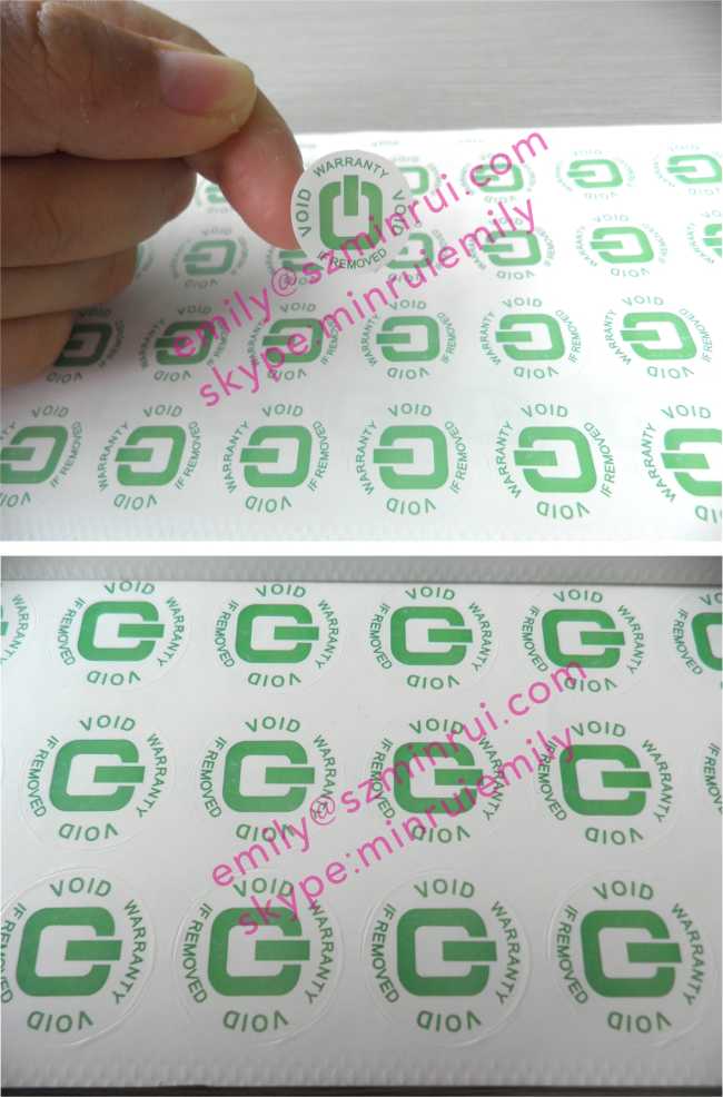 Minrui Round 19mm Warranty VOID If Removed Label With Company Logo,Self Adhesive Destructive Label,Warranty VOID Sticker