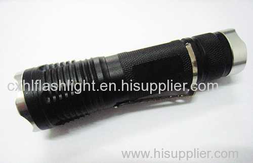 3AAA Cree zoom mini aluminum flashlight with book clip