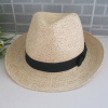 raffia straw fedora hat