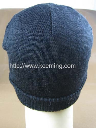 Double layer knitted hat with applique embroidery and towel embroidery