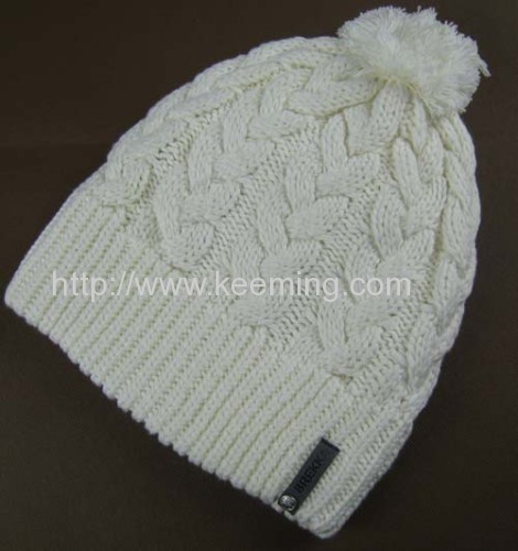 Double layer Cable winter beanie with fleece lining