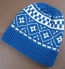 Lambswool non dotted jacquard beanie