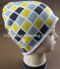 4 color mix Square jacquard beanie