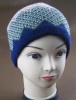Wave jacquard knitted hat with fleece lining