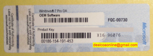 Win7 pro coa label, coa sticker, key card, oem key