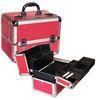 Red Aluminum Makeup Cases With Straps , Leather Cosmetic Carrying Cases