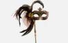 Venetian Masquerade Mask Sticks Handmade Brown For Halloween