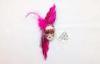 7 Inch Hand Painted Mask Brooch Magnet Pink Feather For Lady