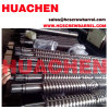 Bimetallic conical twin screws barrel for pipe sheet board panel plate