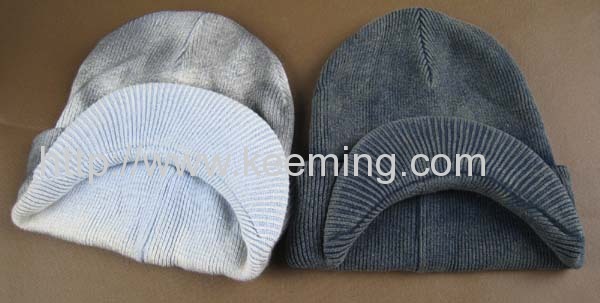 Cotton sand wash knitted hat with visor