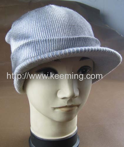 Cotton sand wash knitted hat with visor