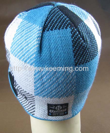 Acrylic jacquard knitted hat with visor