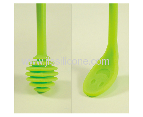 Lovely Smiling Face Silicone Honey Spoon