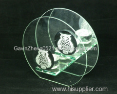Glass round owl shape candle holder glassware tea light holder