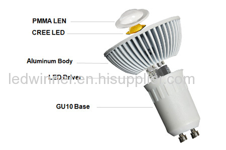 High Brightness Dimmable 10w GU10 LED Spot Light