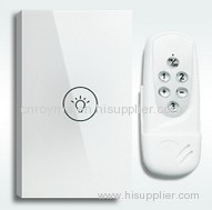 Us style, 1 key remote touch wall switch, crystal tempered glass panel+LED indicator