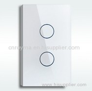 USA Standard 2 gang touch wall switch with blue LED indicator,Home switch &touch light switch, AC 110V-240V,CE approval