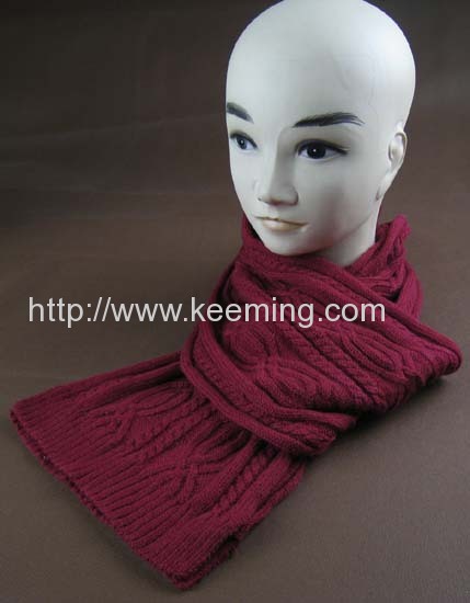 Woolen cable long knitted scarf