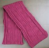 Woolen cable long knitted scarf