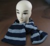 Stripe roll rim prevention knitted scarf