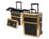 Black Fireproof Aluminum Cosmetic Trolley Case 420*260 *220mm For Travel