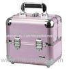 Pink Padded Aluminum Beauty Cases For Display , Purple Leather Panel