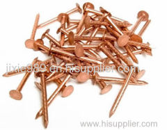 Copper nails made of copper wire with point end and flat head