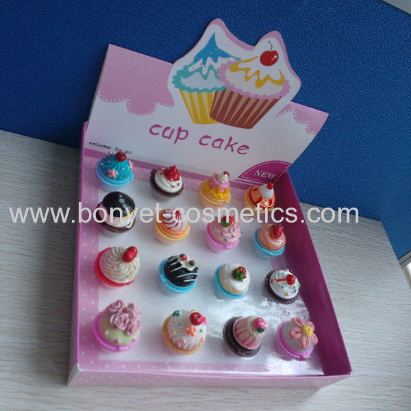 various colorful cupcake lip gloss