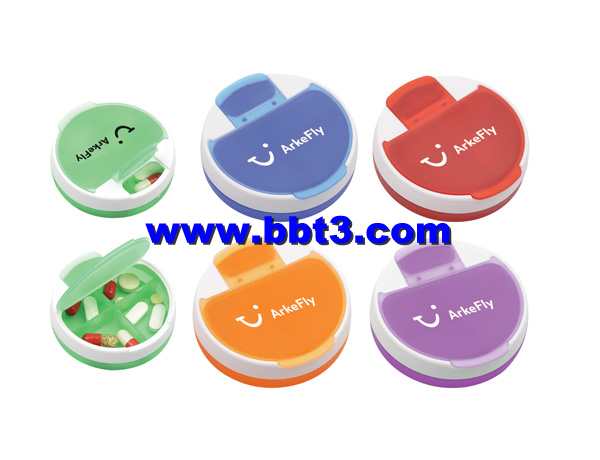 Promotional round shape plastic daily pill box