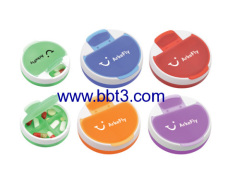 Promotional round shape plastic daily pill box