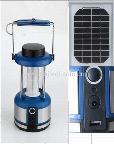 Solar camping lantern with solar panel