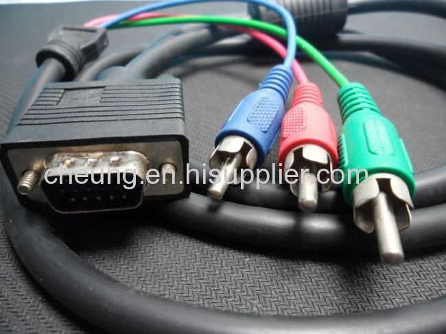 15 Pin VGA/HD15 to RGB 3 RCA Component TV/HDTV Cable