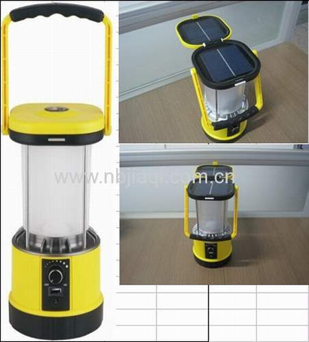 Solar camping lantern with solar panel