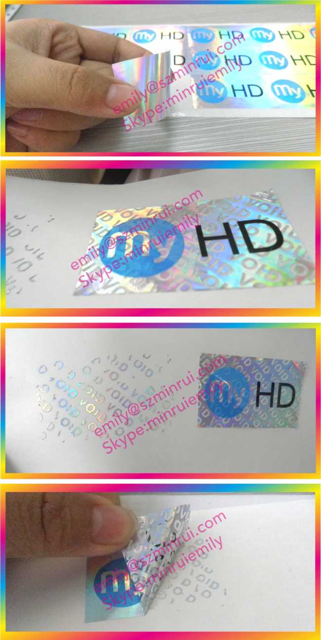 Tamper Evident Holographic Warranty VOID If Removed Labels,Custom Hologram VOID PET Vinyl Stickers,Security VOID Labels