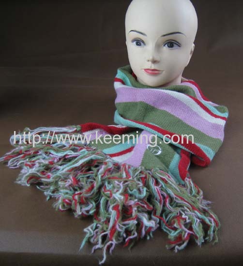 Lambs wool horizontal stripe scarf