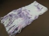 White and purple Brush print scarf