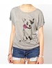 Grey Short Sleeve Bowknot Dog Printed T-Shirt