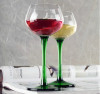 160ml Hand Blown Delicate Green Handle Goblet Red Wine Glasses